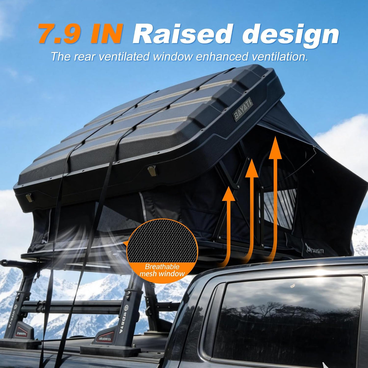 Rooftop Tent Hard Shell, Easy Set up Pop up Tent for 2-4 Person