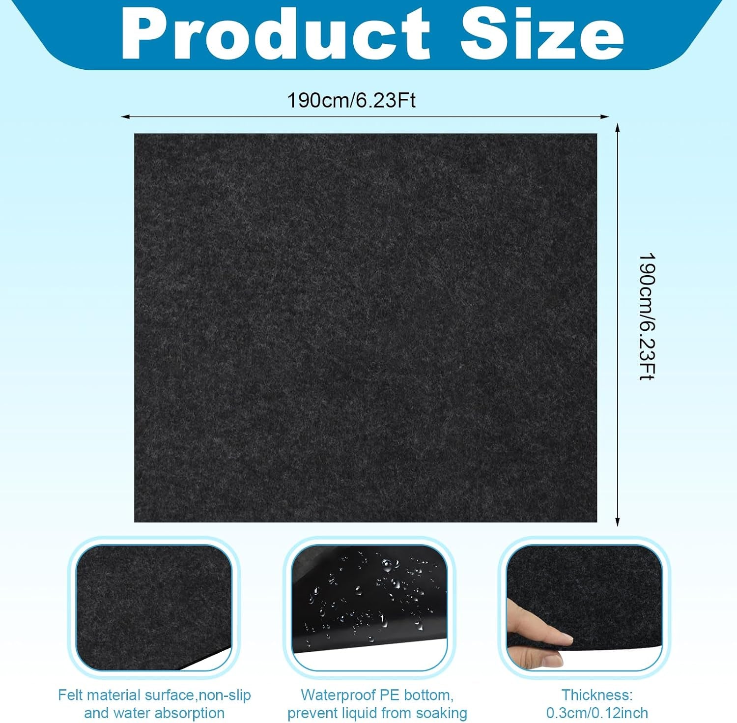 Camping Tent Carpet Mat Waterproof and Non-Slip Camping Floor Rug Tent Floor Blanket for Camping Hiking Lawn Picnic Supplies (6.2 × 6.2 Ft)