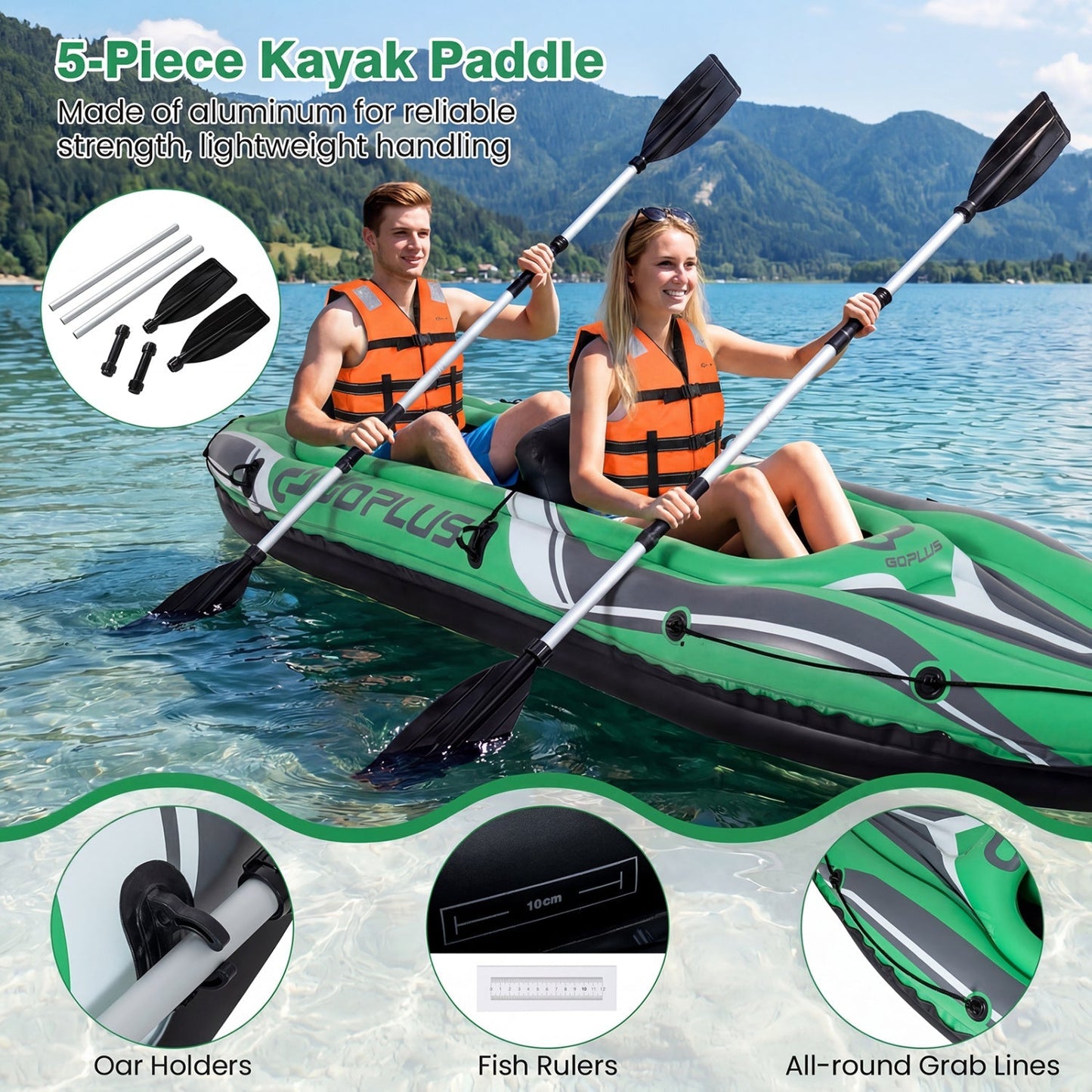 Inflatable Kayak 2 Person 11.5 Feet with Aluminum Paddles