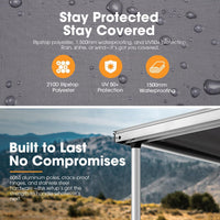 Sanhima Vehicle Awning 6.6Ft X 8.2Ft - Roof Rack Pull Out Side Awning 54Ft² Sun Shade UPF50+ Weatherproof for Camping Car SUV Truck Van