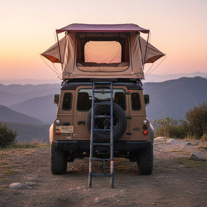 Trailora Summit Soft-Shell Aluminum Rooftop Tent With Ladder, LED Light Strip, And Memory Foam Mattress [2-3 Person]