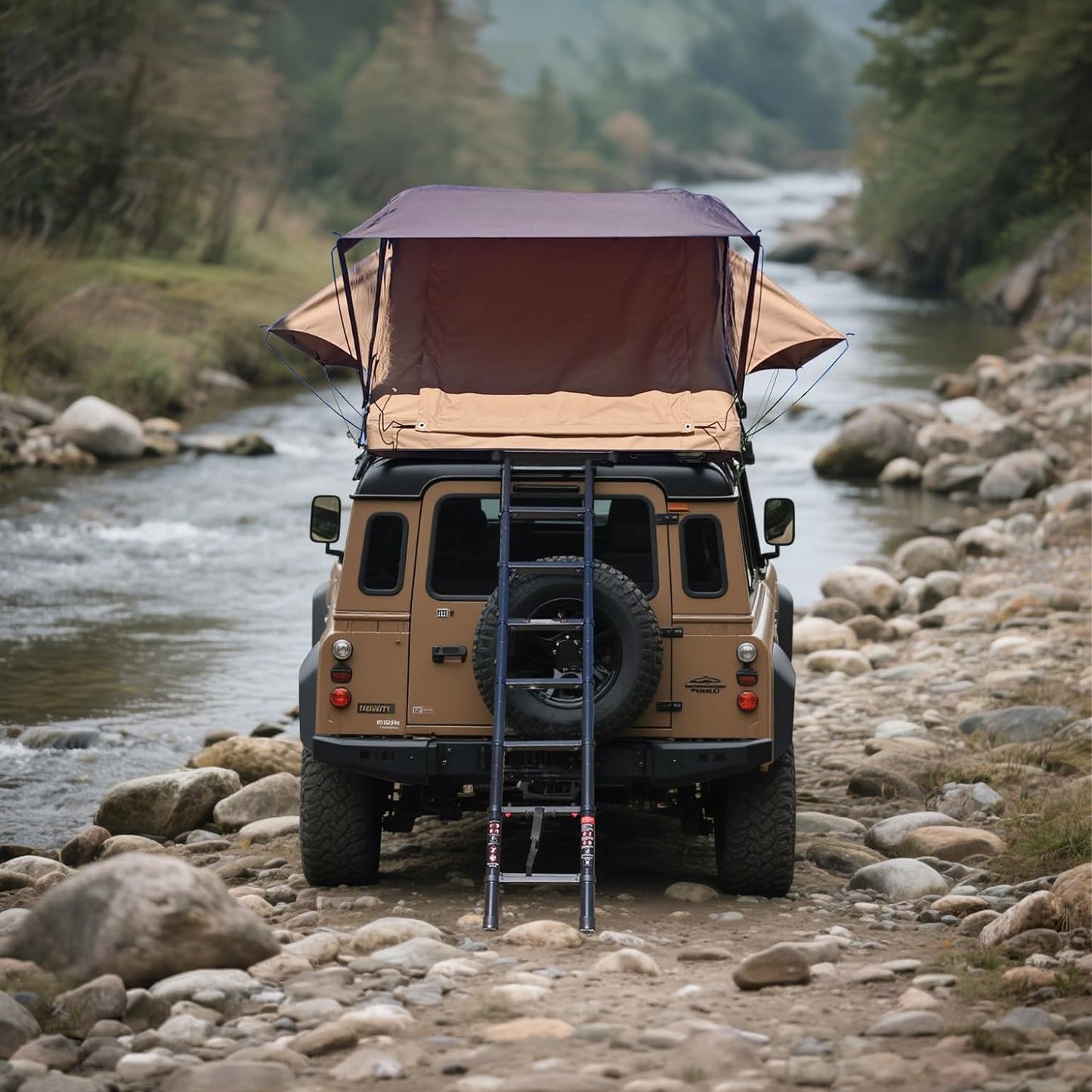 Trailora Summit Soft-Shell Aluminum Rooftop Tent With Ladder, LED Light Strip, And Memory Foam Mattress [2-3 Person]