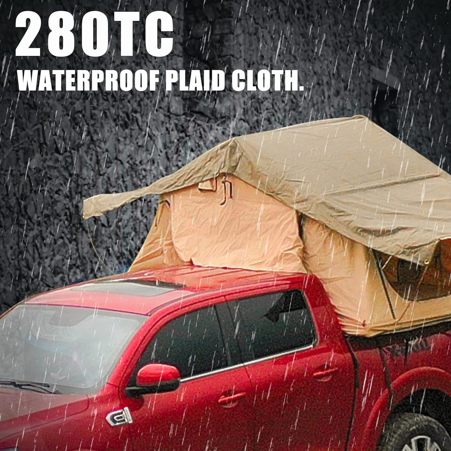 Trailora Summit Soft-Shell Aluminum Rooftop Tent With Ladder, LED Light Strip, And Memory Foam Mattress [2-3 Person]