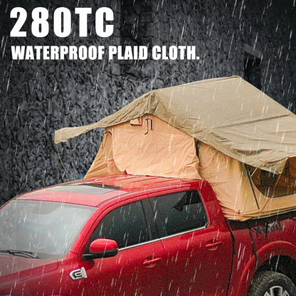 Trailora Summit Soft-Shell Aluminum Rooftop Tent With Ladder, LED Light Strip, And Memory Foam Mattress [2-3 Person]