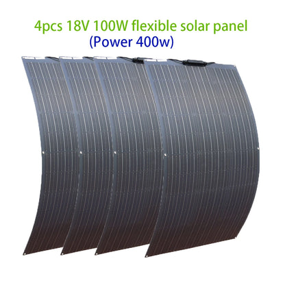 500W Flexible Solar Panel 100W 200W 300W 400W Solar Kit DIY Photovoltaic for 12V 24V Car Battery Computer Balcony Boat House