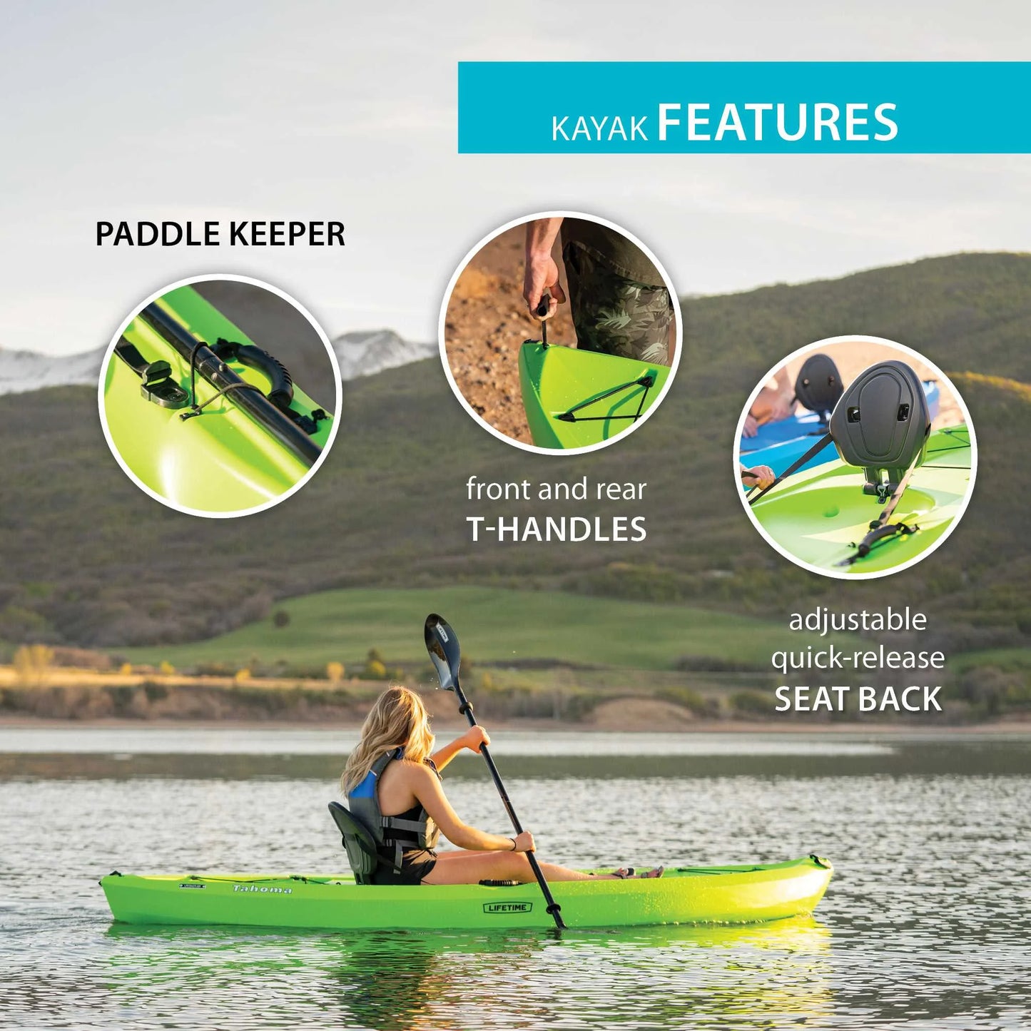Tahoma 10 Ft Sit-On-Top Kayak with Paddle, Lime Green (90816)