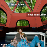 Camping Tent 8 Ft. X 8 Ft. Brick Red Camping Tent Fast Cabin Tent with Instant Setup Tent