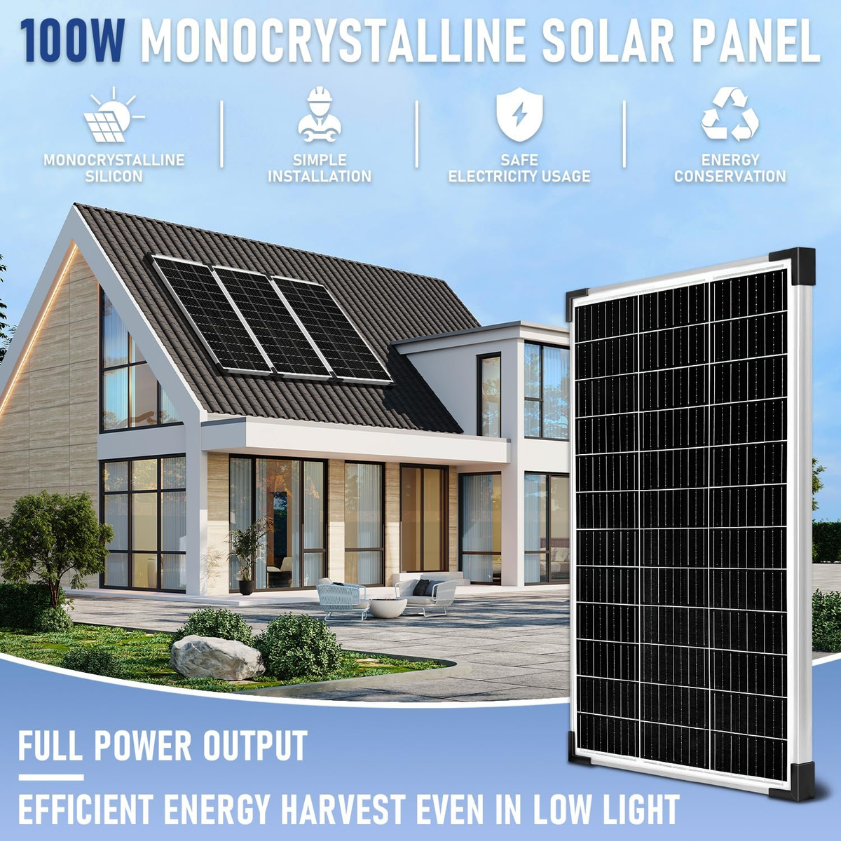 100W Solar Panel Kit 12V Battery Maintainer