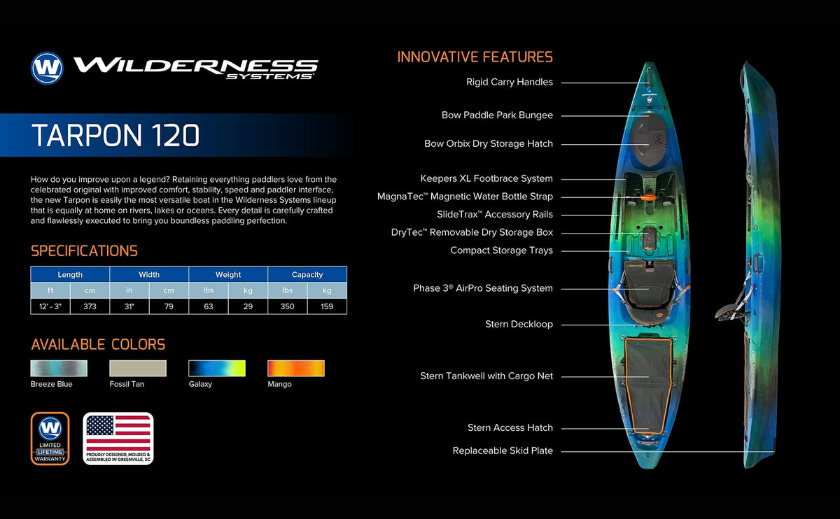 Wilderness Systems Tarpon 120 - Sit on Top Fishing Kayak - Premium Angler Kay...