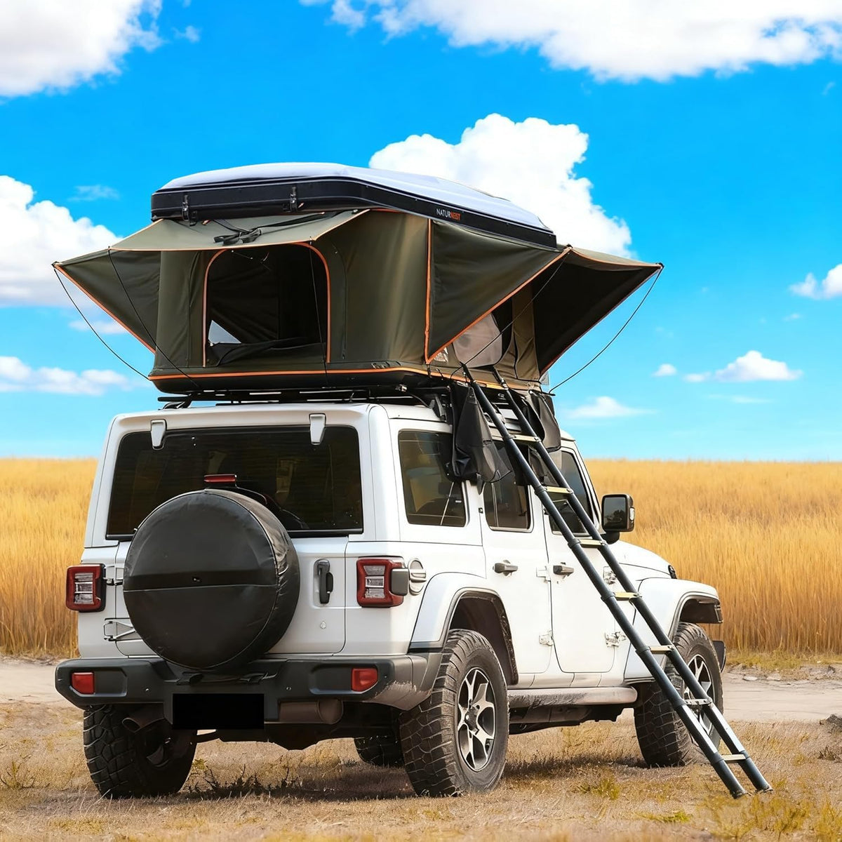 Naturnest Rooftop Tent Hard Shell, Great View and Ventilation Tent for 2 Person Camping, Waterproof Uv-Resistant Blackout Privacy 4 Season Tent for Truck, Jeep, SUV, Van, Trailer - Orion 1