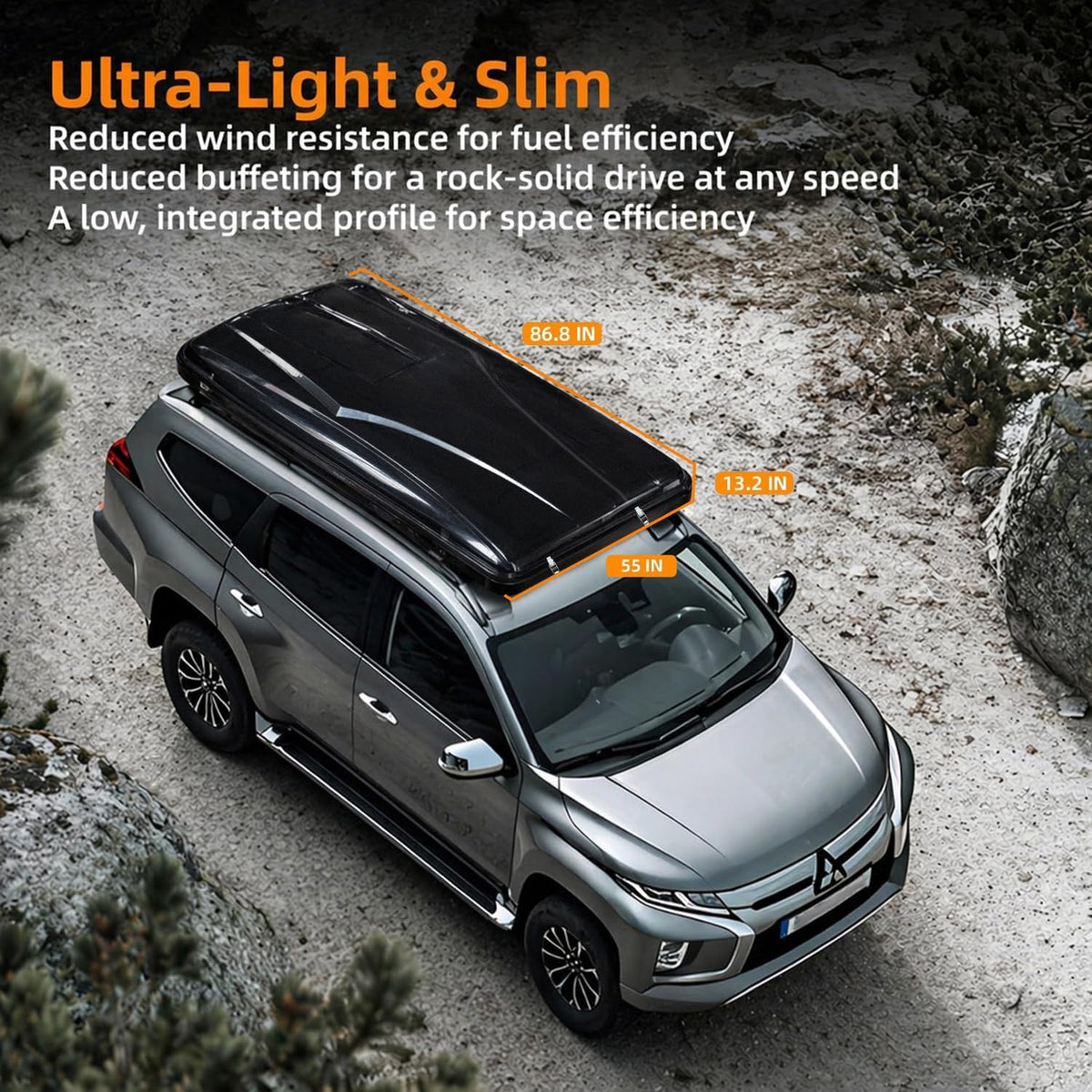 Naturnest Rooftop Tent Hard Shell, Great View and Ventilation Tent for 2 Person Camping, Waterproof Uv-Resistant Blackout Privacy 4 Season Tent for Truck, Jeep, SUV, Van, Trailer - Orion 1