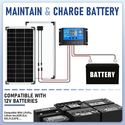 100W Solar Panel Kit 12V Battery Maintainer