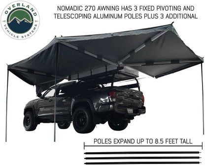 19519907 HD Nomadic 270 Degree Awning Driver Side | 129 Sq Ft of Coverage | Dark Gray Fabric with Travel Cover Included | Twist and Lock Technology | Weather-Resistant