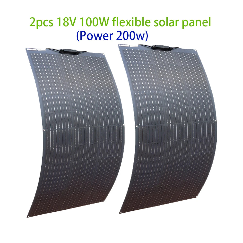 500W Flexible Solar Panel 100W 200W 300W 400W Solar Kit DIY Photovoltaic for 12V 24V Car Battery Computer Balcony Boat House