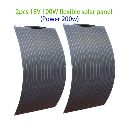 500W Flexible Solar Panel 100W 200W 300W 400W Solar Kit DIY Photovoltaic for 12V 24V Car Battery Computer Balcony Boat House