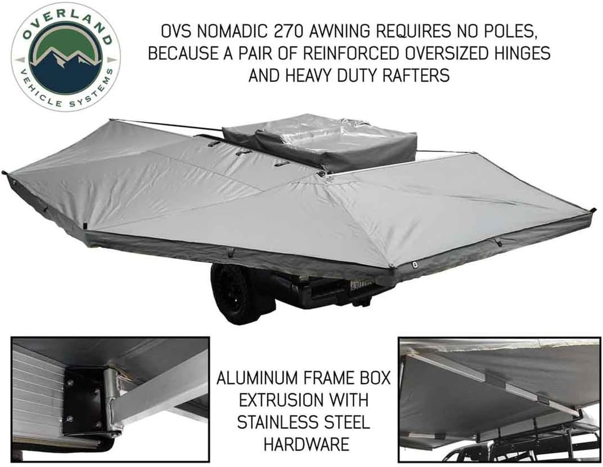 19519907 HD Nomadic 270 Degree Awning Driver Side | 129 Sq Ft of Coverage | Dark Gray Fabric with Travel Cover Included | Twist and Lock Technology | Weather-Resistant