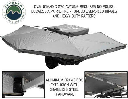 19519907 HD Nomadic 270 Degree Awning Driver Side | 129 Sq Ft of Coverage | Dark Gray Fabric with Travel Cover Included | Twist and Lock Technology | Weather-Resistant