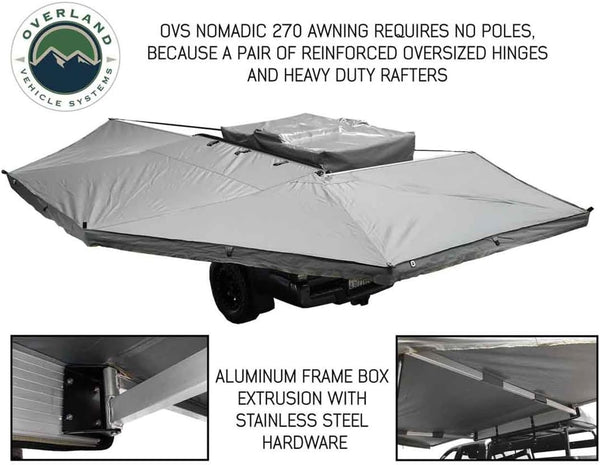 19519907 HD Nomadic 270 Degree Awning Driver Side | 129 Sq Ft of Coverage | Dark Gray Fabric with Travel Cover Included | Twist and Lock Technology | Weather-Resistant