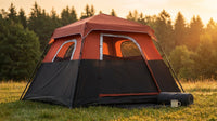 Camping Tent 8 Ft. X 8 Ft. Brick Red Camping Tent Fast Cabin Tent with Instant Setup Tent — Lifestyle