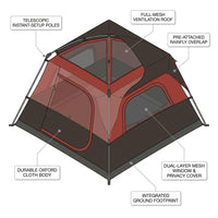 Camping Tent 8 Ft. X 8 Ft. Brick Red Camping Tent Fast Cabin Tent with Instant Setup Tent — How It Works