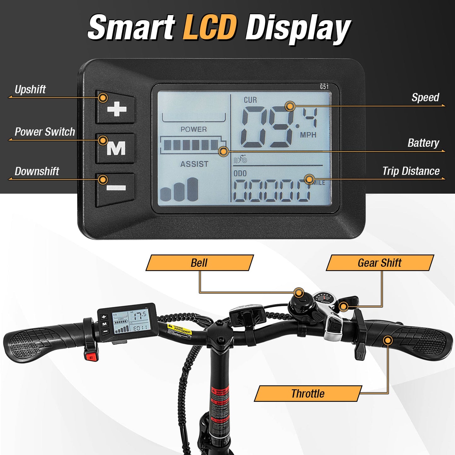 Folding Electric Bicycle for Adults with 20-Inch Fat Tires Snow E-Bike
