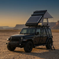 Rooftop Tent Hard Shell,Solar Panel Roof Top Tent Hardshell, Pop up Rooftop Camping for Jeep Truck Car SUV Van Wrangler. — Studio Shot
