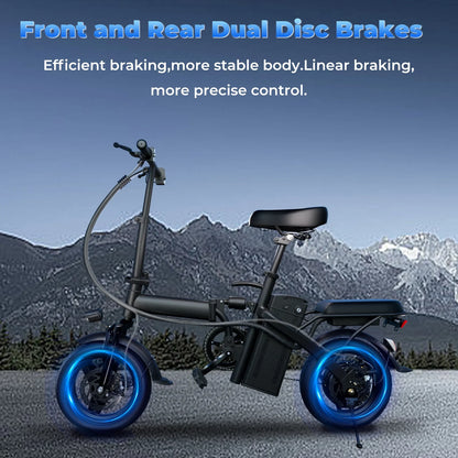 LELEKUAI 500W Adult Electric Bike, 20 MPH, 48V 10.4Ah Removable Battery, 14 Inch Folding Electric Bike, Multi-Shock Absorption