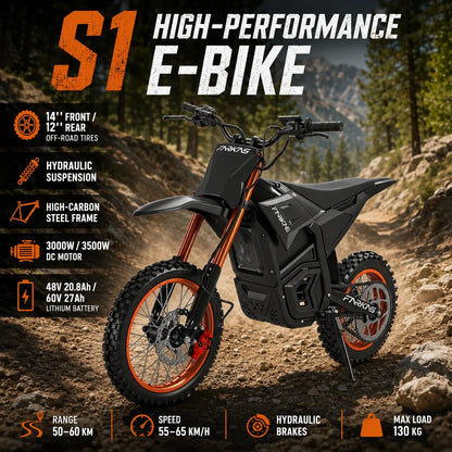 S1 E-Bike 3000W/3500W DC Motor 60V 27Ah Battery