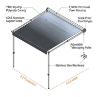 Vehicle Awning 6.6Ft X 8.2Ft - Roof Rack Pull Out Side Awning 54Ft² Sun Shade UPF50+ Weatherproof for Camping Car SUV Truck Van — How It Works