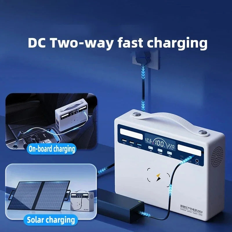 300W 81000Mah Portable Power Station220V Solar Generator USB DC Wireless Mobile External Spare Battery for Outdoor Camping RV