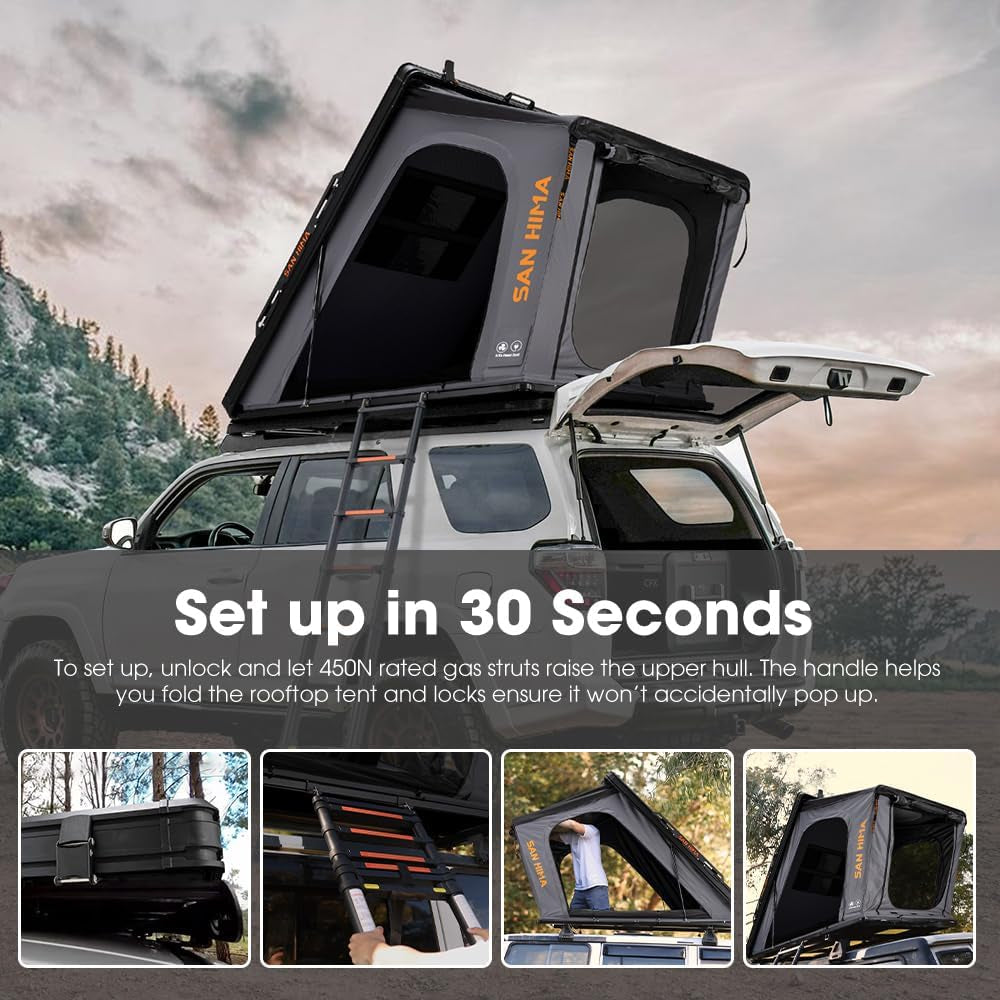 Sanhima Hotham Rooftop Tent Hard Shell, Aluminium Roof Top Tent for Car SUV Truck