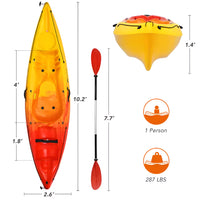 Sit-On-Top Kayak Built for All-Day Adventures, LLDPE Construction, V-Hull Design, Detachable Aluminum Paddle