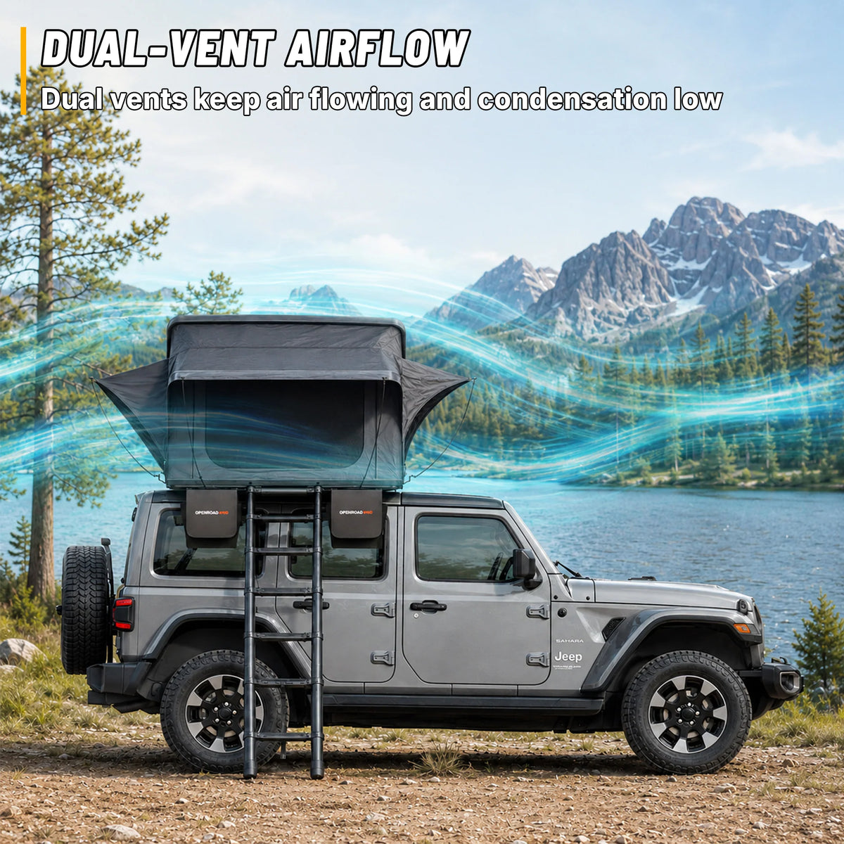 OPENROAD Flowroof Side-Open Hard Shell Rooftop Tent