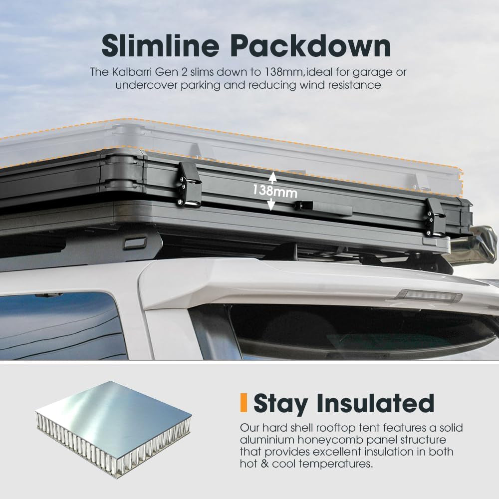 Sanhima Hotham Rooftop Tent Hard Shell, Aluminium Roof Top Tent for Car SUV Truck