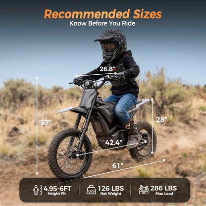 Electric Dirt Bike with Mid-Drive Motor 3840/5600W Peak,Electric Motorcycle 48V/60V 23.4Ah/27Ah Battery,Ul Certified Off-Road Motorcycle for Teens & Adults, Hydraulic Brakes & Dual Shock