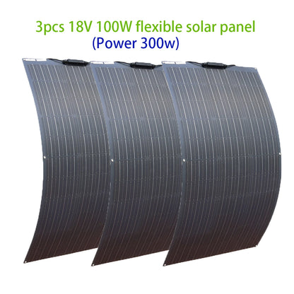 500W Flexible Solar Panel 100W 200W 300W 400W Solar Kit DIY Photovoltaic for 12V 24V Car Battery Computer Balcony Boat House