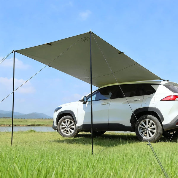 10 X 6.6Ft Car Awning for SUV Van Needn'T Roof Rack Hardwares Car Awning Waterproof UV50+