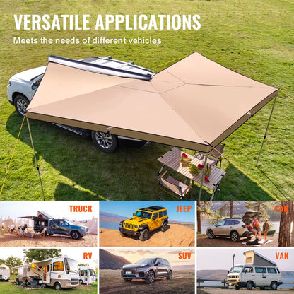 Succebuy Vehicle Awning Retractable Car Side Awning Car Awning with Waterproof Storage Bag Suitable for Truck SUV Van Campers