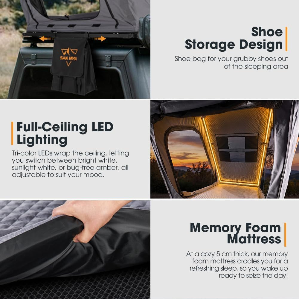 Sanhima Hotham Rooftop Tent Hard Shell, Aluminium Roof Top Tent for Car SUV Truck