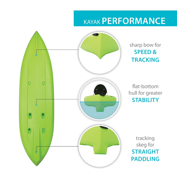 Tahoma 10 Ft Sit-On-Top Kayak with Paddle, Lime Green (90816)
