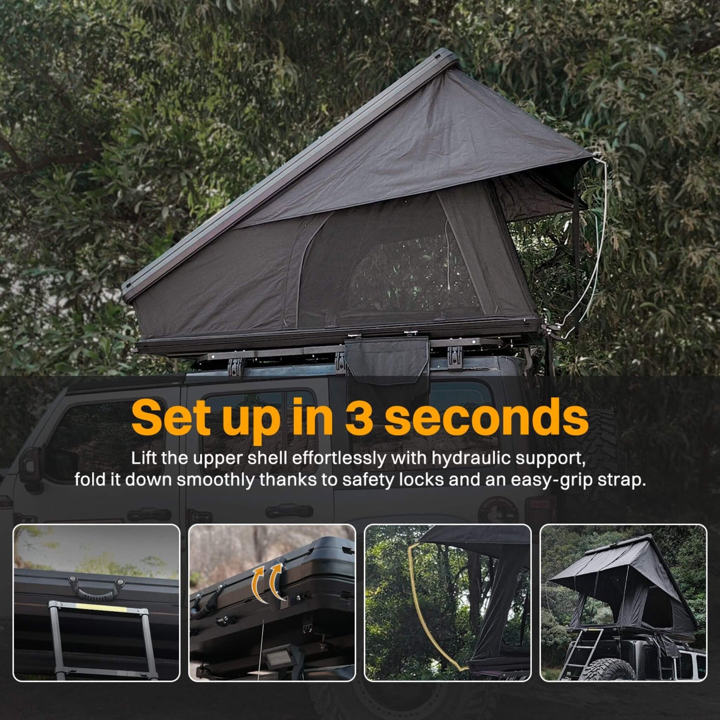 Trailora Altitude Heavy-Duty Hard-Shell Rooftop Tent With Ladder [2-3 Person] (SAK93120)