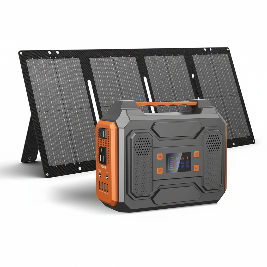 Portable Solar Generator 300W Portable Power Station with 60W Solar Panel