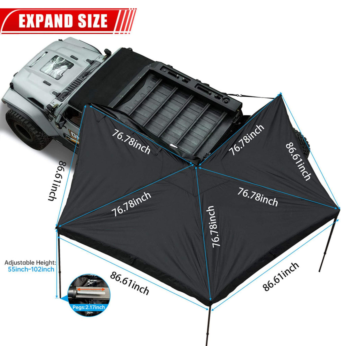 Horizon Premium All-Weather Top Only Multi-Functional 270 Degree Outdoor Awning House Tent (SAK24839)