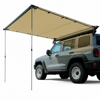 Vehicle Awning 8.2'×8.2' Roof Rack Pull-Out Sun Shade with UV Protection and Waterproof Pu1000Mm, Retractable Easy up Camper Awning, Jeep/Suv/Truck/Van/Rv Awning for Camping and Overland